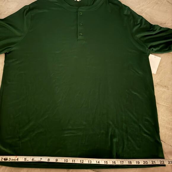 Eberjey Henry Shirt Sz L Long Sleeve Lounge Green Men's Henley Style NWOT - Picture 6 of 7
